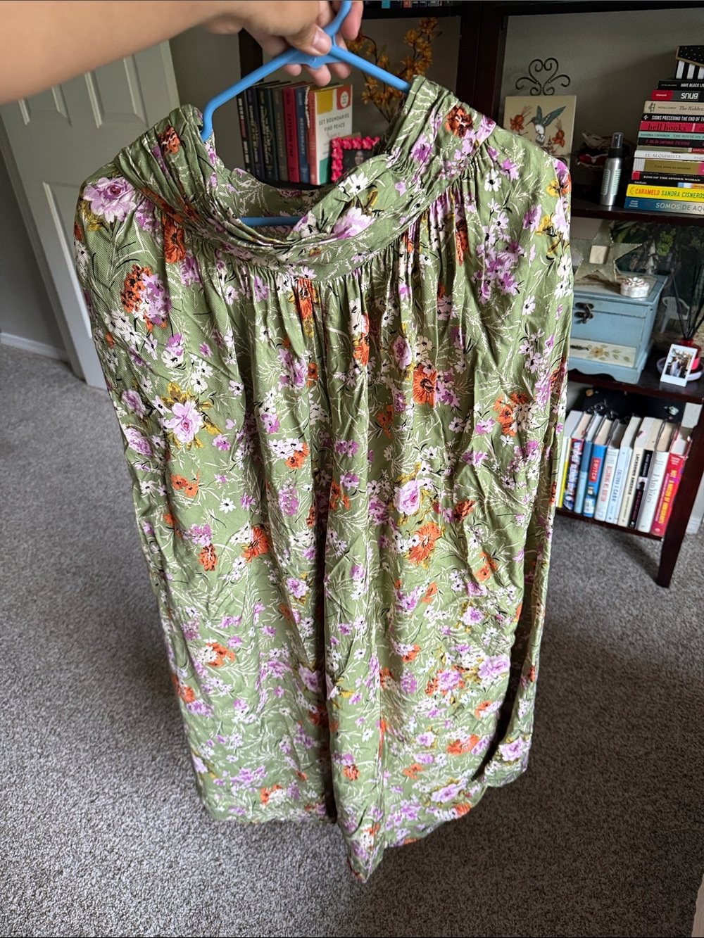 Anthropologie Olive Green Floral Wide-Leg Pants - Picture 3 of 8